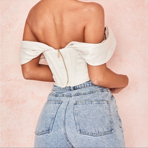 House of CB ‘Silva’ Satin Draped Shoulder Corset Top NWOT - Picture 6 of 13